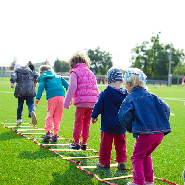 Children playing on field.